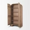Mercana Sorina Reverse Fluted Light Brown Wood Curio Cabinet Open - Mercana Sorina Reverse Fluted Light Brown Wood Curio Cabinet Open