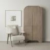 Mercana Sorina Reverse Fluted Light Brown Wood Curio Cabinet - Mercana Sorina Reverse Fluted Light Brown Wood Curio Cabinet