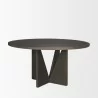 Mercana Tarro 60" Round Textured Espresso Wood With Geometrical Base Dining Table Front - Mercana Tarro 60" Round Textured Espresso Wood With Geometrical Base Dining Table Front