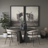 Mercana Tarro 60" Round Textured Espresso Wood With Geometrical Base Dining Table