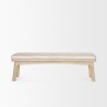 Mercana Taimo White Washed Light Brown Wood With Striped Fabric Seat Bench Front