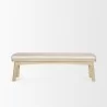 Mercana Taimo White Washed Light Brown Wood With Striped Fabric Seat Bench Front - Mercana Taimo White Washed Light Brown Wood With Striped Fabric Seat Bench Front