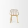 Mercana Taimo White Washed Light Brown Wood With Striped Fabric Seat Bench Side - Mercana Taimo White Washed Light Brown Wood With Striped Fabric Seat Bench Side