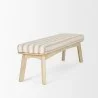Mercana Taimo White Washed Light Brown Wood With Striped Fabric Seat Bench - Mercana Taimo White Washed Light Brown Wood With Striped Fabric Seat Bench