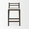 Mercana Sam Dark Brown Wood With Cream Fabric Counter Stool Front - Mercana Sam Dark Brown Wood With Cream Fabric Counter Stool Front