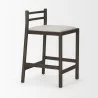 Mercana Sam Dark Brown Wood With Cream Fabric Counter Stool 3 - Mercana Sam Dark Brown Wood With Cream Fabric Counter Stool 3