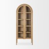 Mercana Callum Light Brown Elm Wood w/ Glass Doors Arched Curio Cabinet Front