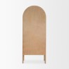 Mercana Callum Light Brown Elm Wood w/ Glass Doors Arched Curio Cabinet Back