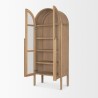 Mercana Callum Light Brown Elm Wood w/ Glass Doors Arched Curio Cabinet Side