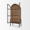 Mercana Teva Two Toned Dark With Light Wood Arched Curio Cabinet Open
