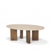 Mercana Syona Travertine + Mango Wood leg Oval Coffee table 1