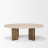 Mercana Syona Travertine + Mango Wood leg Oval Coffee table Front
