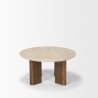 Mercana Syona Travertine + Mango Wood leg Oval Coffee table Side