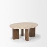 Mercana Syona Travertine + Mango Wood leg Oval Coffee table 2