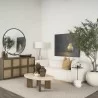 Mercana Syona Travertine + Mango Wood leg Oval Coffee table - Mercana Syona Travertine + Mango Wood leg Oval Coffee table