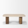 Mercana Symona Travertine and Mango Wood Rectangle Coffee Table Front