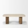 Mercana Symona Travertine and Mango Wood Rectangle Coffee Table Front - Mercana Symona Travertine and Mango Wood Rectangle Coffee Table Front