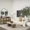 Mercana Symona Travertine and Mango Wood Rectangle Coffee Table - Mercana Symona Travertine and Mango Wood Rectangle Coffee Table