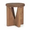 Mercana Tahlia Round Natural Brown Wood With Angled Legs Stool Front - Mercana Tahlia Round Natural Brown Wood With Angled Legs Stool Front
