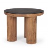 Mercana Tucson Natural Wood With Round Black Oak Top Side Table