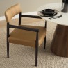 Mercana Toni Dark Brown Wood With Chestnut Leather Dining Chair Side