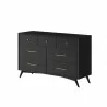 Alpine Furniture Flynn Mid Century Modern 7 Drawer Dresser, Black - Front Side Angle - Alpine Furniture Flynn Mid Century Modern 7 Drawer Dresser, Black - Front Side Angle