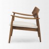 Mercana Haggen Medium  Brown Oak Wood w/ Cream Fabric Accent Chair Side