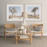 Mercana Haggen Light Brown Oak Wood w/ Cream Fabric Accent Chair Set