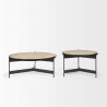 Mercana Wade Travertine Marble With Matte Black Metal Coffee Tables Set