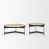 Mercana Wade Travertine Marble With Matte Black Metal Coffee Tables Set - Mercana Wade Travertine Marble With Matte Black Metal Coffee Tables Set