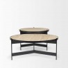 Mercana Wade Travertine Marble With Matte Black Metal Coffee Tables
