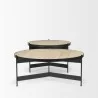 Mercana Wade Travertine Marble With Matte Black Metal Coffee Tables - Mercana Wade Travertine Marble With Matte Black Metal Coffee Tables
