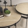 Mercana Wade Travertine Marble With Matte Black Metal Coffee Tables