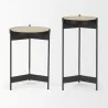 Mercana Wade Travertine Marble With Matte Black Metal End Tables Set - Mercana Wade Travertine Marble With Matte Black Metal End Tables Set