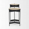 Mercana Wade Travertine Marble With Matte Black Metal End Tables Front
