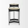 Mercana Wade Travertine Marble With Matte Black Metal End Tables Front - Mercana Wade Travertine Marble With Matte Black Metal End Tables Front