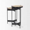 Mercana Wade Travertine Marble With Matte Black Metal End Tables1