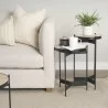 Mercana Wade Travertine Marble With Matte Black Metal End Tables 2 - Mercana Wade Travertine Marble With Matte Black Metal End Tables 2