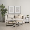 Mercana Wade Travertine Marble With Matte Black Metal End Tables