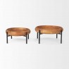 Mercana Wally Round Medium Brown Wood With Matte Black Metal Stand Trays 1