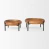 Mercana Wally Round Medium Brown Wood With Matte Black Metal Stand Trays 1 - Mercana Wally Round Medium Brown Wood With Matte Black Metal Stand Trays 1