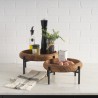 Mercana Wally Round Medium Brown Wood With Matte Black Metal Stand Trays