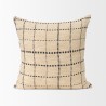 Mercana Jaela Beige and Black Striped Checkered Decorative Square Pillow Cover Front