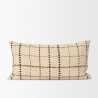 Mercana Jaela Beige and Black Striped Checkered Decorative Lumbar Pillow Cover Front