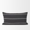 Mercana Jayme Gray and White Striped Cotton Decorative Lumbar Pillow Cover Front