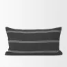 Mercana Jayme Gray and White Striped Cotton Decorative Lumbar Pillow Cover Front - Mercana Jayme Gray and White Striped Cotton Decorative Lumbar Pillow Cover Front