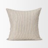 Mercana Jaxon Beige and Black Striped Cotton-Linen Decorative Square Pillow Cover Front