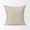 Mercana Jaxon Beige and Black Striped Cotton-Linen Decorative Square Pillow Cover Front - Mercana Jaxon Beige and Black Striped Cotton-Linen Decorative Square Pillow Cover Front