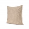 Mercana Jensen Beige and Gray Plaid Cotton-Linen Decorative Square Pillow Cover Front