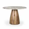 Mercana Allyson 54" Round Brown Pedestal w/ Pink Marble Top Dining Table  Front - Mercana Allyson 54" Round Brown Pedestal w/ Pink Marble Top Dining Table  Front